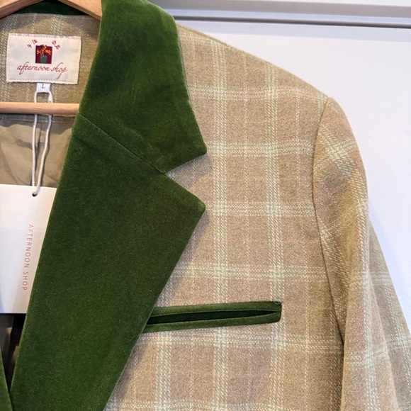 BNWT Two-Tone Plaid Wool Blend Blazer w/ Shoulder Pads, Parisian, Vintage, Sz M - Picture 10 of 16